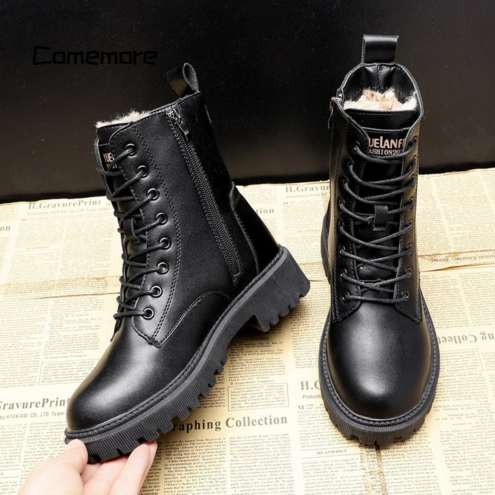 Prouvence™ | Black Leather Winter Boots