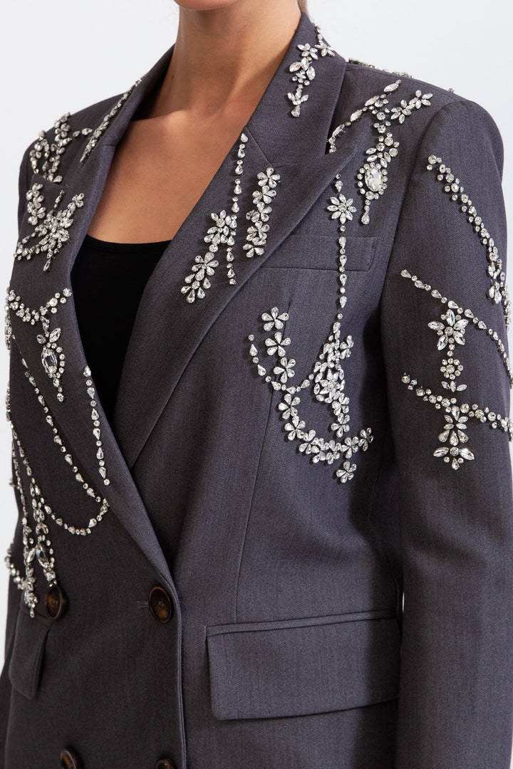 Prouvence™ | Double Breasted Long Blazer with Jewels